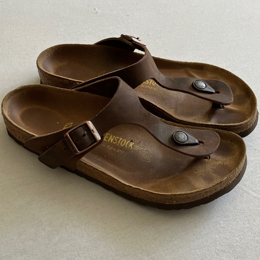 Birkenstock Brown Leather Thong Sandals